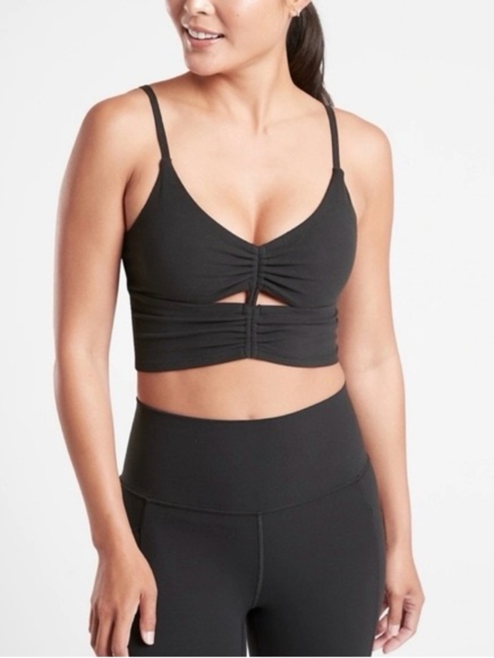 Athleta Cinch Longline Bra in Black